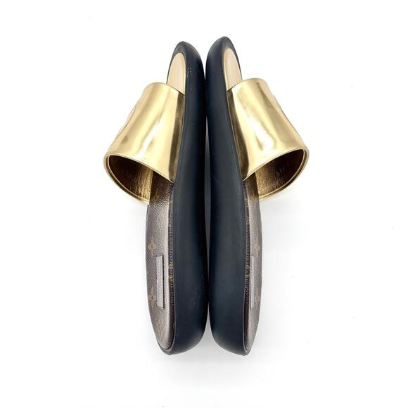 Louis Vuitton Sunbath LV Monogram Metallic Slip On Slides Sandals 36 - Picture 4 of 7